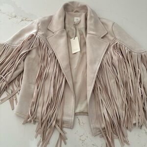 Cropped Faux Suede Fringe Jacket NWT - Flawless